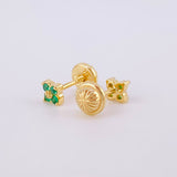 Topos Flor Esmeraldas 18pts 1g / 4.45mm Oro Amarillo 18K