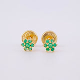 Topos Flor Esmeraldas 9pts 0.75g / 4.2mm Oro Amarillo 18K