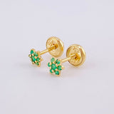 Topos Flor Esmeraldas 9pts 0.75g / 4.2mm Oro Amarillo 18K