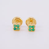 Topos Trebol Esmeraldas 8pts 0.9g / 3.8mm Oro Amarillo 18K