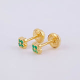 Topos Trebol Esmeraldas 8pts 0.9g / 3.8mm Oro Amarillo 18K