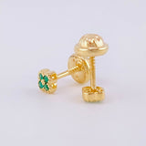 Topos Trebol Esmeraldas 8pts 0.9g / 3.8mm Oro Amarillo 18K