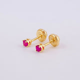 Topos Cuatro Garras Rubíes 18pts 0.75g / 3.1mm Oro Amarillo 18K