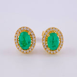 Topos Óvalo Halló Esmeraldas 1.12qts Diamantes 22pts 3.65g / 10.2mm Oro Amarillo 18K