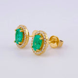 Topos Óvalo Halló Esmeraldas 1.12qts Diamantes 22pts 3.65g / 10.2mm Oro Amarillo 18K