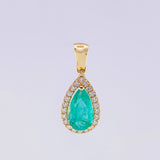 Topos Set Lágrimas Hallo con Dije Esmeraldas 2.23qts Diamantes 34pts 3.3g / 10.9mm Oro Amarillo 18K
