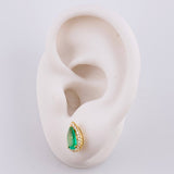 Topos Set Lágrimas Hallo con Dije Esmeraldas 2.23qts Diamantes 34pts 3.3g / 10.9mm Oro Amarillo 18K