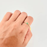 Anillo Corazón Esmeraldas 8Pts 1.25 g / T6 1/2 Oro Amarillo 18K