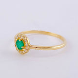 Anillo Destello Real Esmeraldas 18Pts, Diamantes 3Pts 1.45 g / T7 Oro Amarillo 18K