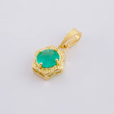 Dije Flor Hexagonal Esmeralda 59Pts 1.3 g / 2.9 cm Oro Amarillo 18K