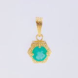 Dije Flor Hexagonal Esmeralda 59Pts 1.3 g / 2.9 cm Oro Amarillo 18K