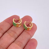 Candongas Aurora Esmeraldas 67Pts 2.8 g / 2.2 cm Oro Amarillo 18K