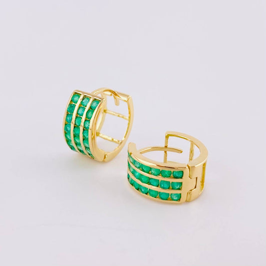 Candongas Aurora Esmeraldas 67Pts 2.8 g / 2.2 cm Oro Amarillo 18K