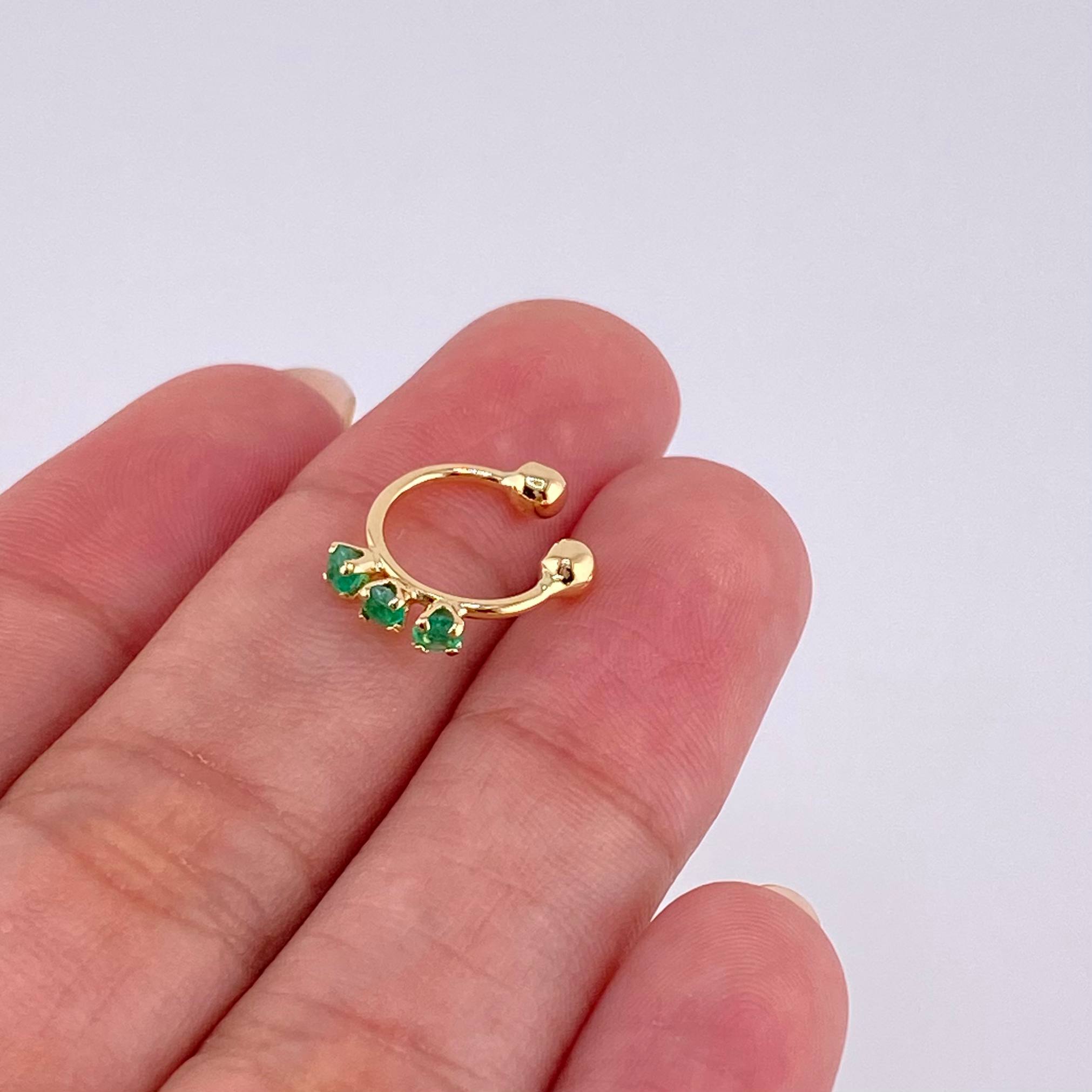 Piercing Green Crown Esmeraldas 18Pts 0.6 g / 2.4 cm Oro Amarillo 18K