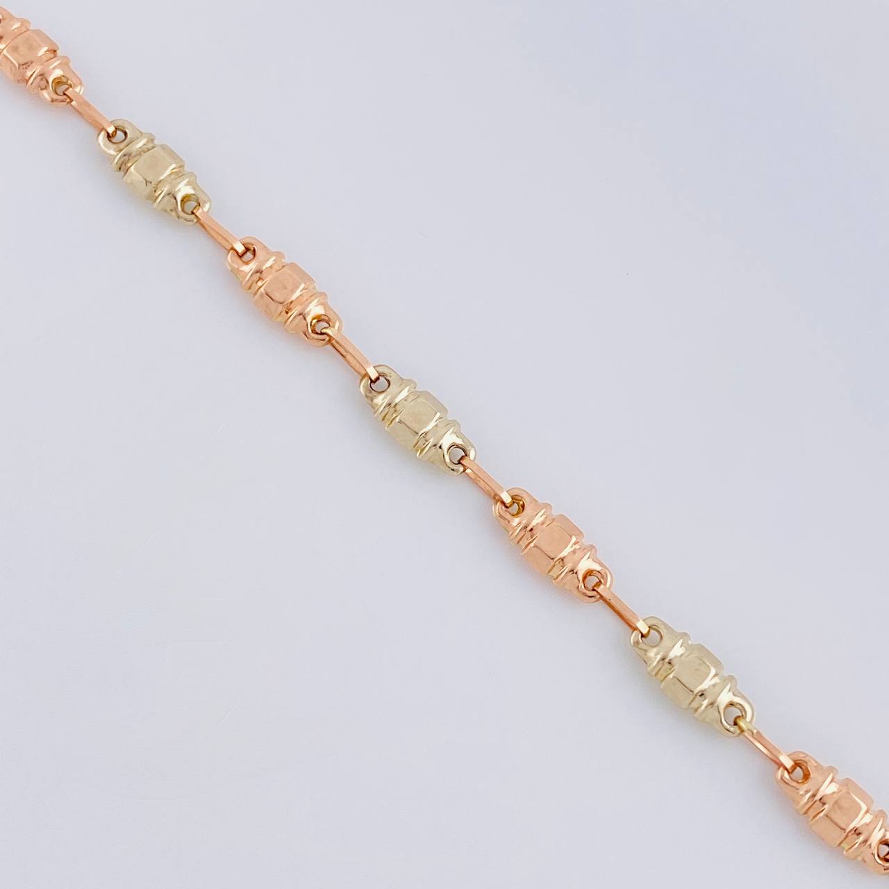 Tobillera Rustica Hexagonal 4.5 g / 24.5 cm / 4.8 mm Tres Oros 18K