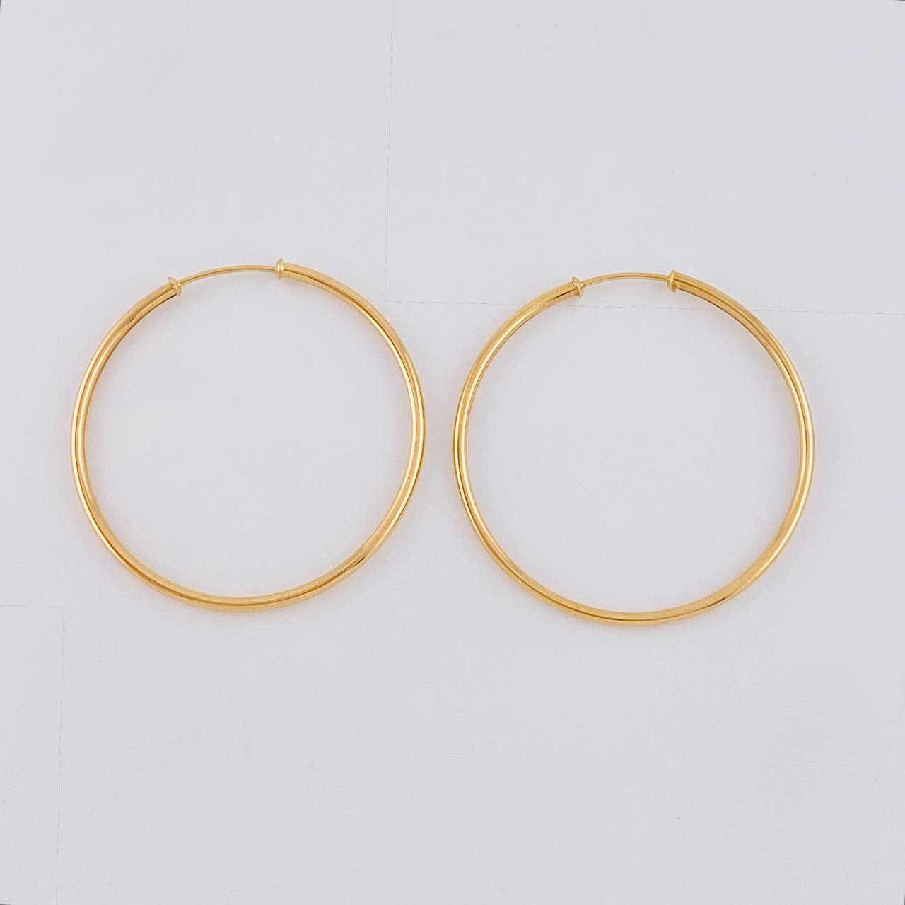 Candongas Aro Liso 3.5 g / 4 cm Oro Amarillo 18K