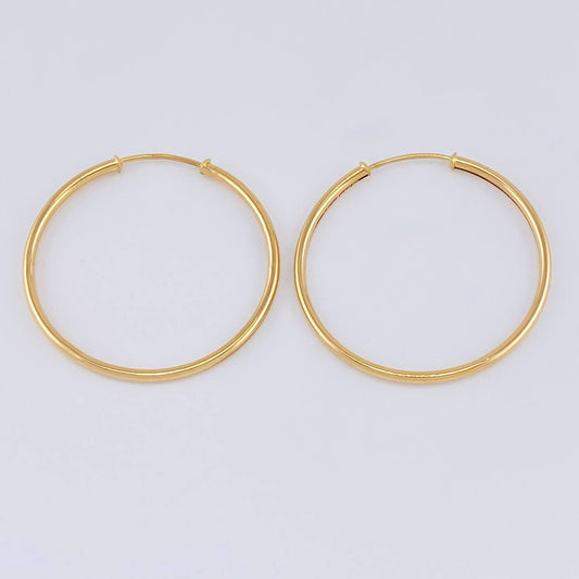 Candongas Aro Liso 3 g / 3.2 cm Oro Amarillo 18K