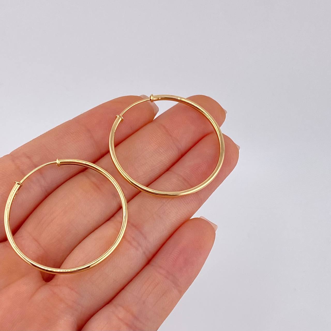 Candongas Aro Liso 2.8 g / 3.2 cm Oro Amarillo 18K