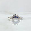 Anillo Media Luna 1.75gr / T6 1/4 / Circones Blancos Azules Oro Blanco 18K