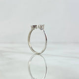 Anillo Media Luna 1.75gr / T6 1/4 / Circones Blancos Azules Oro Blanco 18K