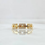 Anillo Eslabon Cuadrado 1.75gr / T6 / Circones Blancos Oro Amarillo 18K