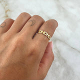 Anillo Eslabon Cuadrado 1.75gr / T6 / Circones Blancos Oro Amarillo 18K