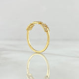 Anillo Eslabon Cuadrado 1.75gr / T6 / Circones Blancos Oro Amarillo 18K
