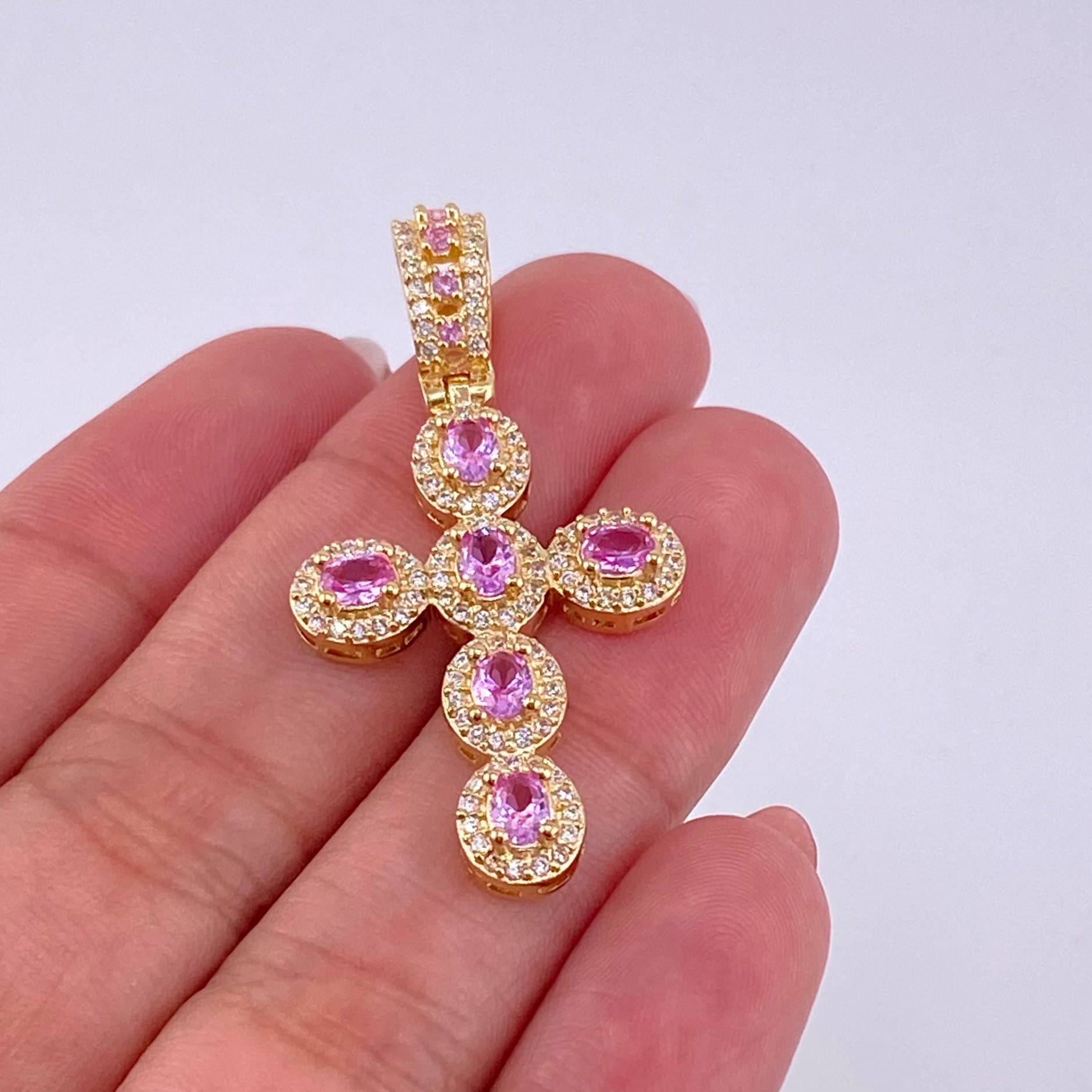 Dije Cruz Ovalos Tupidos 5.55g / 4.3cm Oro Amarillo 18K