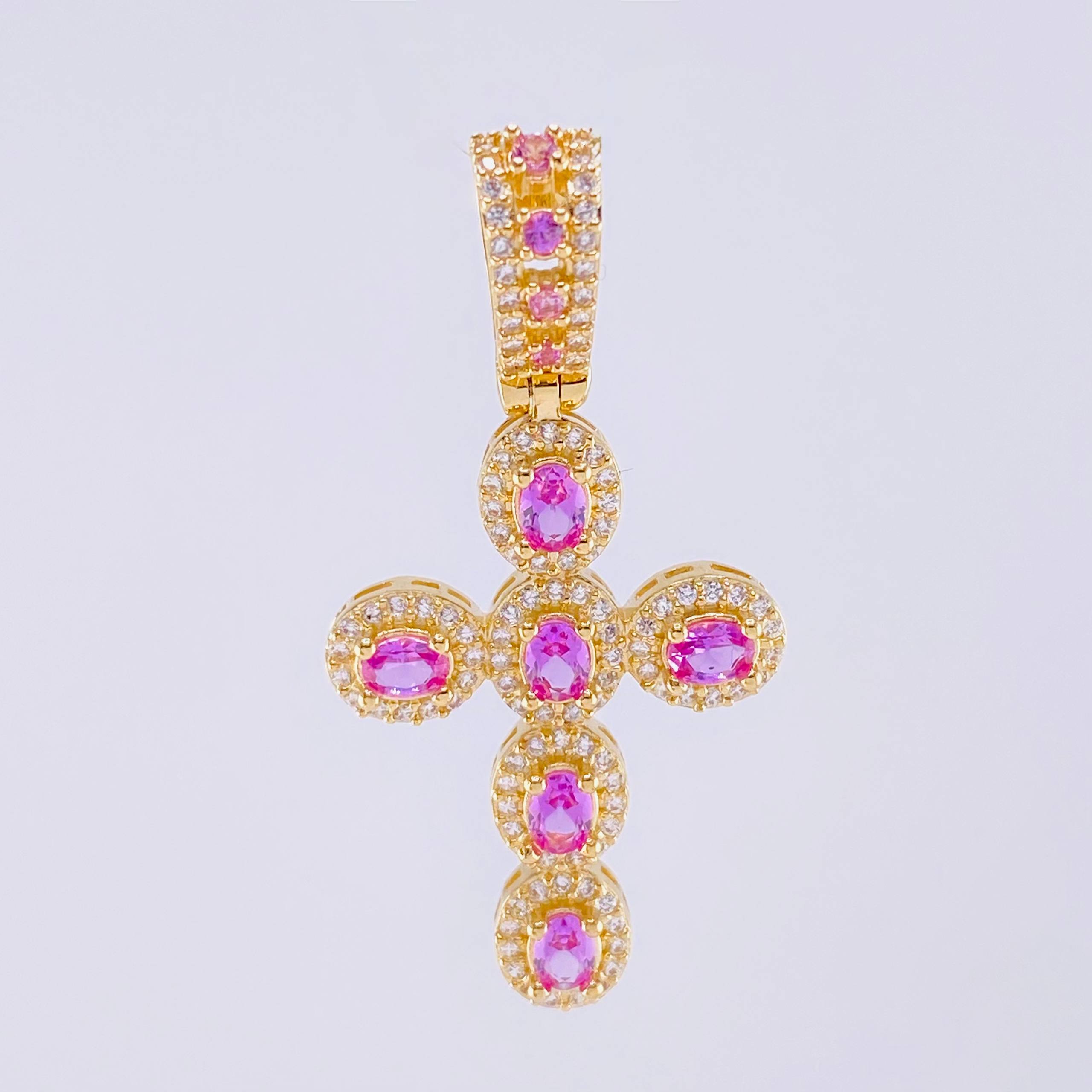 Dije Cruz Ovalos Tupidos 5.55g / 4.3cm Oro Amarillo 18K