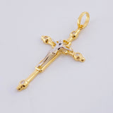 Dije Cruz Cristo 3.65g / 5.2cm Dos Oros Amarillo Blanco 18K