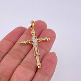 Dije Cruz Cristo 3.65g / 5.2cm Dos Oros Amarillo Blanco 18K