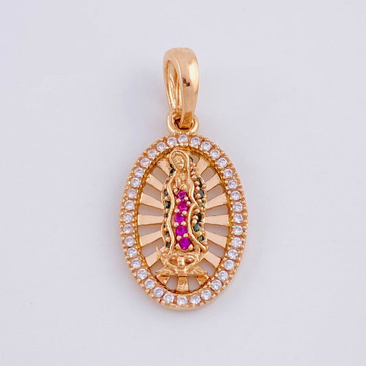 Dije Virgen de Guadalupe Ovalo Filigrana 2.35g / 2.5cm Oro Rosa 18K