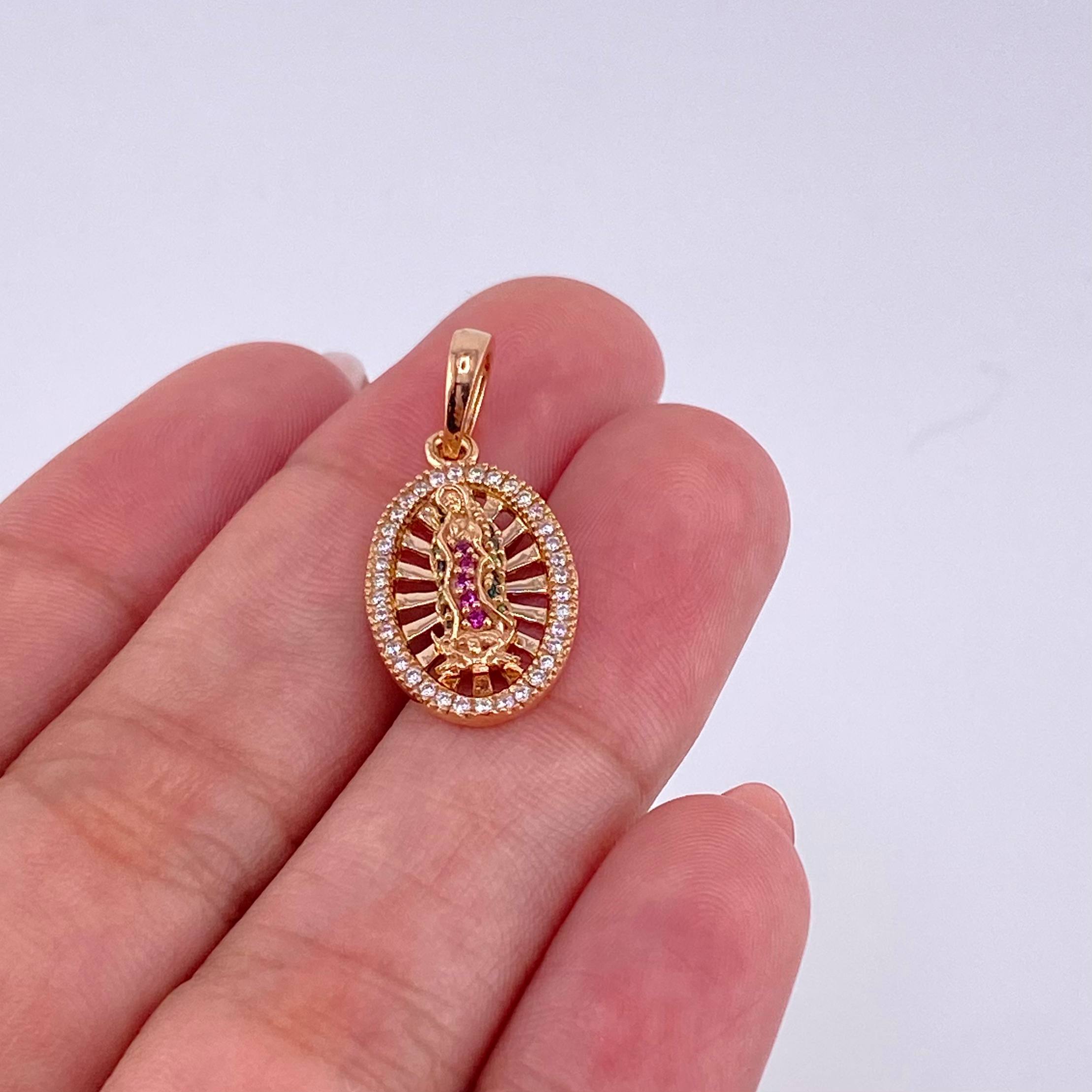 Dije Virgen de Guadalupe Ovalo Filigrana 2.35g / 2.5cm Oro Rosa 18K
