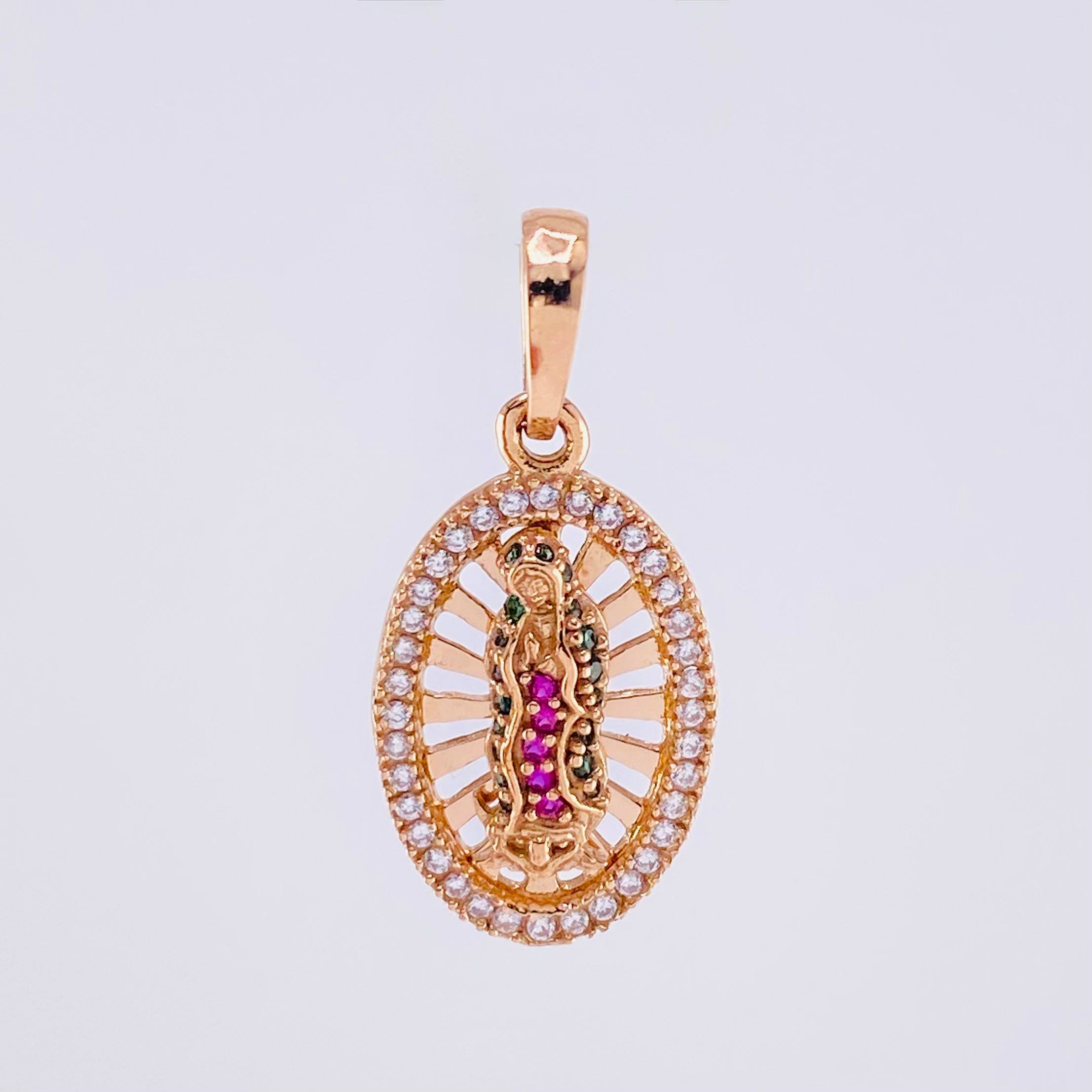 Dije Virgen de Guadalupe Ovalo Filigrana 2.35g / 2.5cm Oro Rosa 18K
