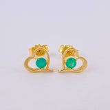 Topos Corazón Silueta Esmeraldas 24pts 1.3gr / 8mm Oro Amarillo 18K