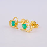 Topos Corazón Silueta Esmeraldas 24pts 1.3gr / 8mm Oro Amarillo 18K
