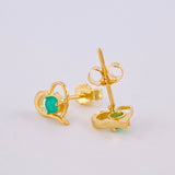 Topos Corazón Silueta Esmeraldas 24pts 1.3gr / 8mm Oro Amarillo 18K