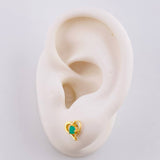 Topos Corazón Silueta Esmeraldas 24pts 1.3gr / 8mm Oro Amarillo 18K