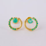 Topos Circulo Gota Parcial Esmeraldas 49pts 2gr / 1cm / Oro Amarillo 18K ©