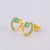 Topos Circulo Gota Parcial Esmeraldas 49pts 2gr / 1cm / Oro Amarillo 18K ©