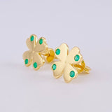 Topos Trebol 4 Hojas Esmeraldas 14pts 2.3gr / 1cm / Oro Amarillo 18K ©