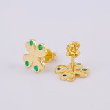 Topos Trebol 4 Hojas Esmeraldas 14pts 2.3gr / 1cm / Oro Amarillo 18K ©