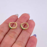Candongas Carril Intercepto Esmaraldas 30pts 2.15gr / 1cm / Oro Amarillo 18K ©