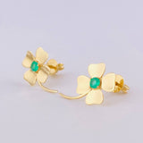 Topos Flor De La Suerte Esmeraldas 17pts 1.95gr / 1.6cm / Oro Amarillo 18K ©