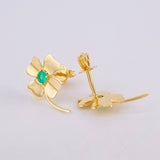 Topos Flor De La Suerte Esmeraldas 17pts 1.95gr / 1.6cm / Oro Amarillo 18K ©