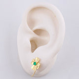 Topos Flor De La Suerte Esmeraldas 17pts 1.95gr / 1.6cm / Oro Amarillo 18K ©