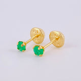 Topos Cuatro Garras Esmeralda 22Pts 0.4 g / 1,1 cm Oro Amarillo 18K