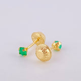Topos Cuatro Garras Esmeralda 22Pts 0.4 g / 1,1 cm Oro Amarillo 18K