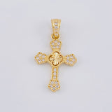 Dije Cruz Trebol Diamantado Florencial 1.35 g / 2.4 cm Oro Amarillo 18K Nac.Esp.