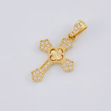 Dije Cruz Trebol Diamantado Florencial 1.3 g / 2.3 cm Oro Amarillo 18K Nac.Esp.*